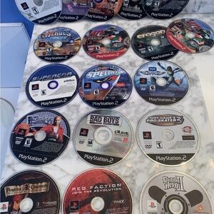 Lot of 18 Loose Playstation 2 PS2 Disc Only Video Games Scratched Untested